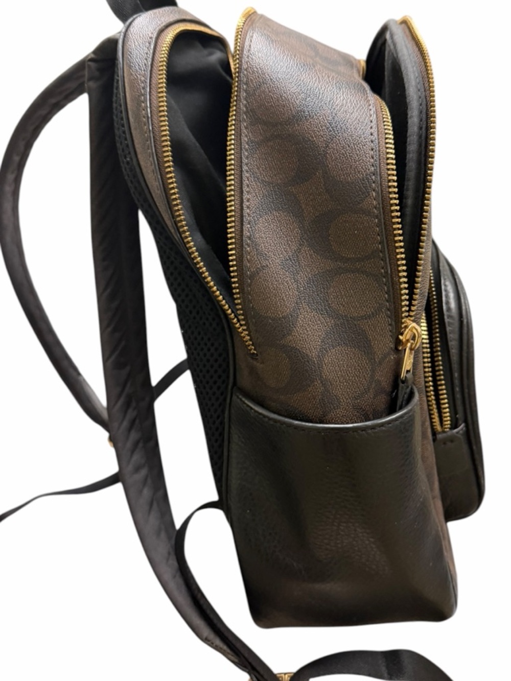 Coach Signature Mini Backpack Brown Black PVC Leather Gold Tone Women - Picture 8 of 14